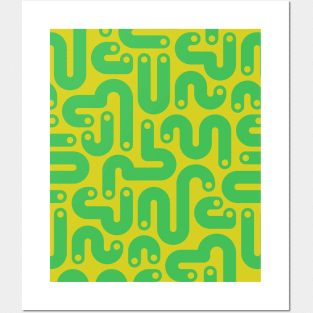 JELLY BEANS Squiggly New Wave Postmodern Abstract 1980s Geometric in Grass Green with Citron Yellow Dots - UnBlink Studio by Jackie Tahara Posters and Art